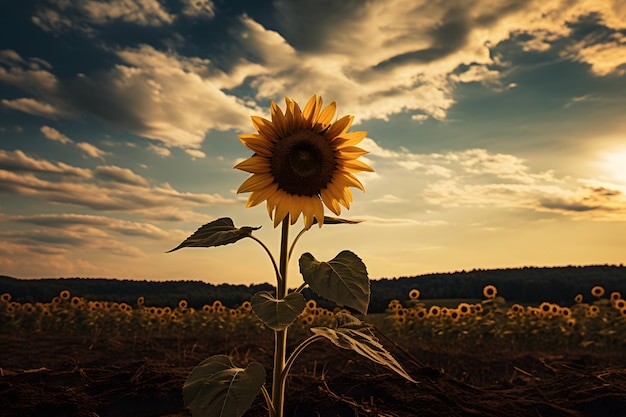 Un campo e un girasole