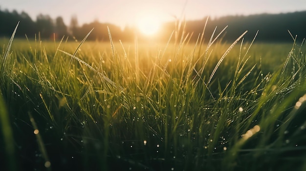 Un campo erboso attraversato dal sole