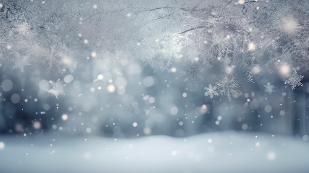 Un campo innevato con un ramo di un albero in primo piano