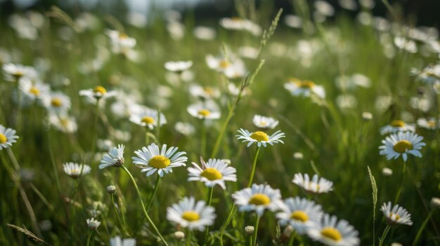 Un campo pieno di margherite bianche con centri gialli