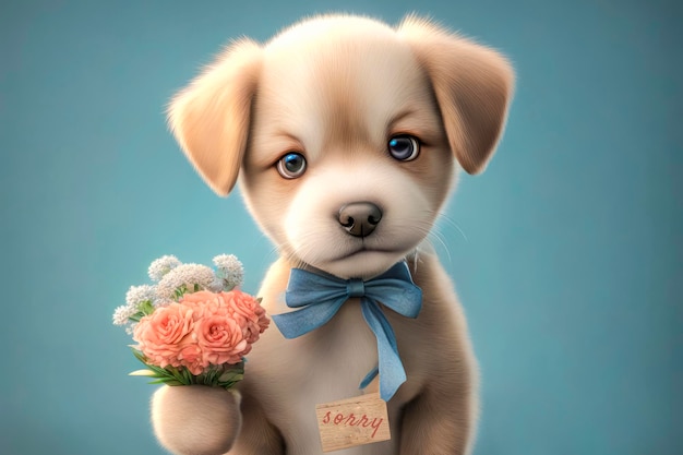 Un cane carino e toccante chiede perdono e scuse un cane affascinante con un cartello SORRY