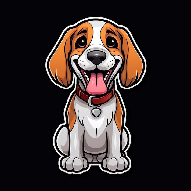 un cane cartone animato con la lingua di fuori seduto su uno sfondo nero ai generativa