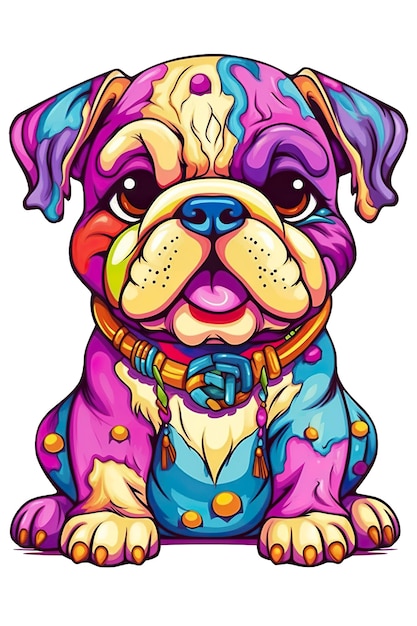 Un cane cartone animato con un collare colorato immagine generativa ai