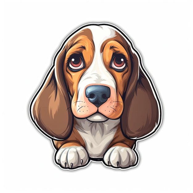 Un cane cartone animato con una faccia da beagle su di esso