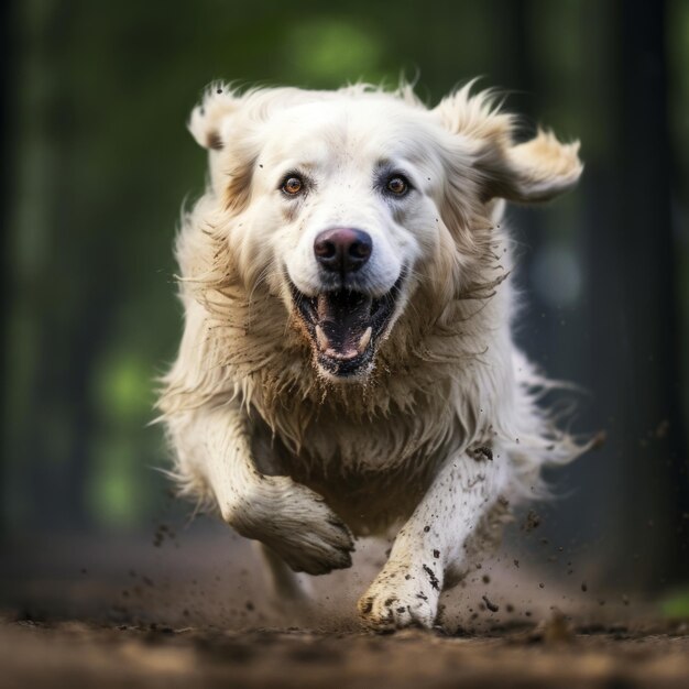 un cane che corre nel fango