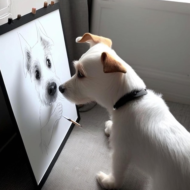 Un cane che disegna un'immagine Generative Ai