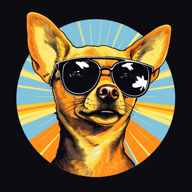 un cane che indossa occhiali da sole
