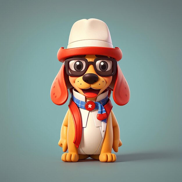 un cane che indossa un cappello e occhiali da sole con un cappelli su di esso
