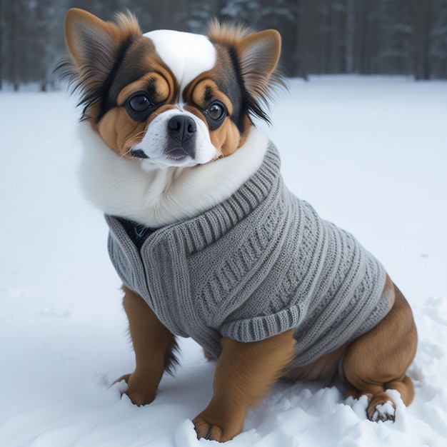 Un cane che indossa un maglione che dice "sono un cane"