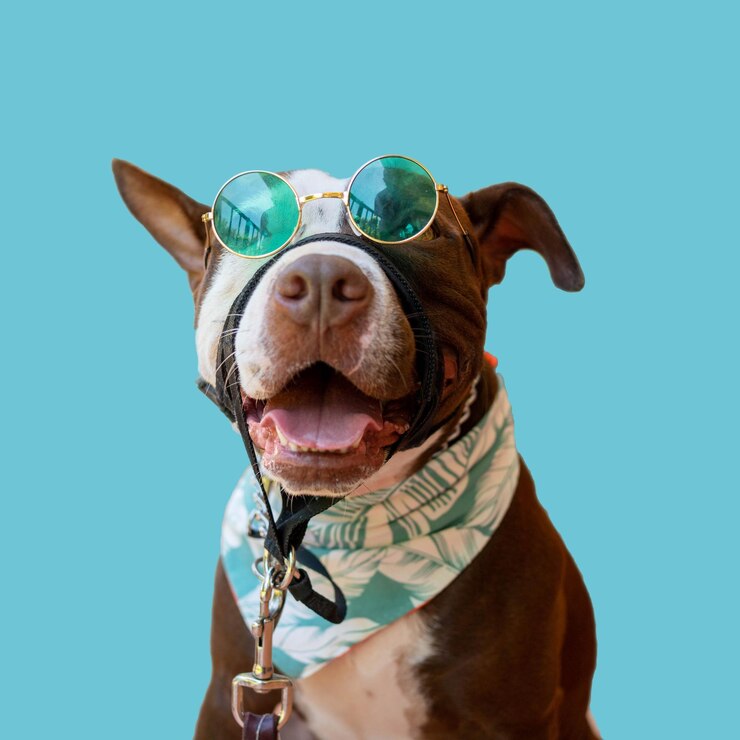 Foto un cane con gli occhiali da sole