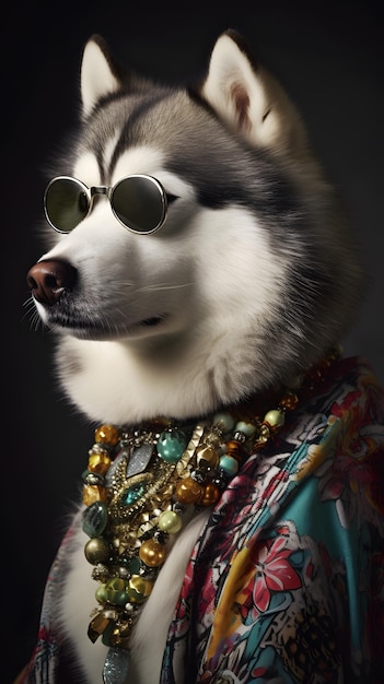 Un cane con gli occhiali da sole