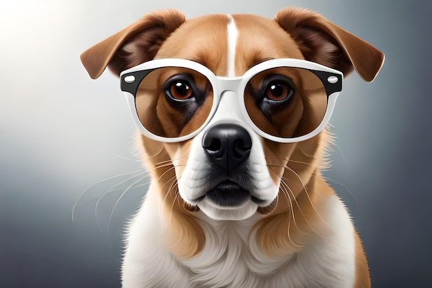 Un cane con gli occhiali.
