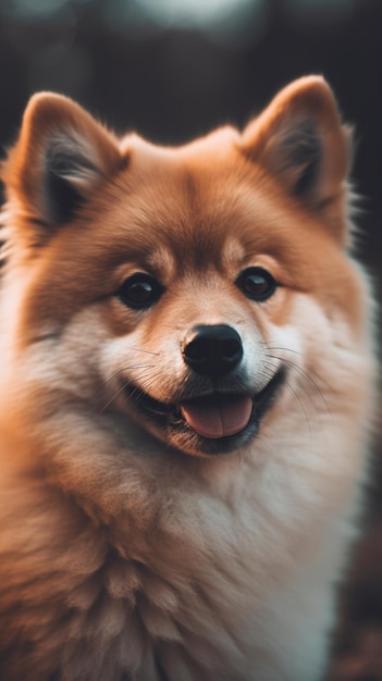 Un cane con il naso nero e il naso bianco sorride.