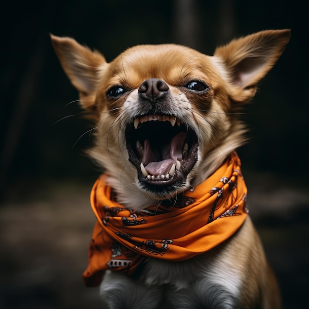 un cane con la bocca aperta