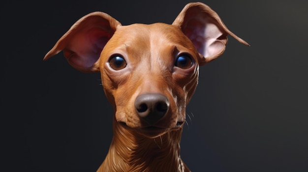 Un cane con la faccia marrone e gli occhi neri