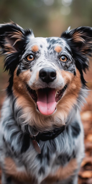 Un cane con la lingua rosa