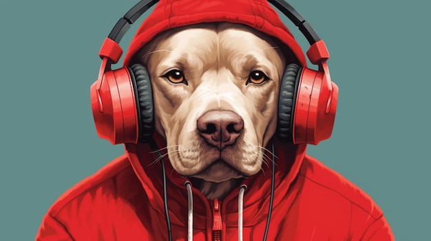 Un cane con un cappuccio rosso con un hoodie rosso