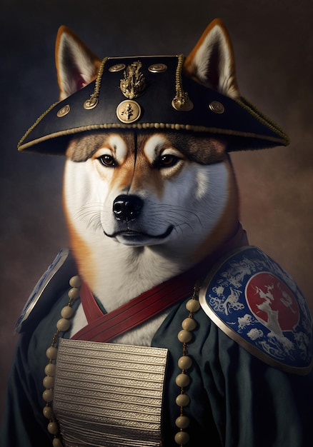 Un cane con un casco che dice "sono il re del Giappone"