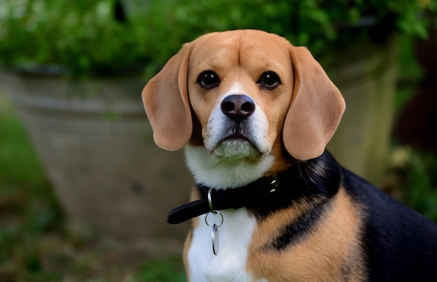 Un cane con un collare che dice " il nome del cane "