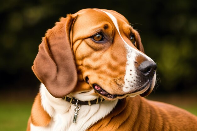 Un cane con un collare che dice "sono un beagle"