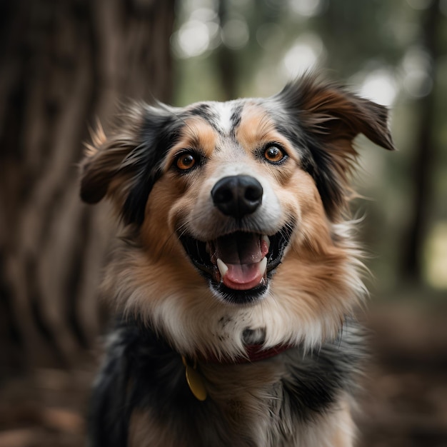 Un cane con un collare che dice "sono un cane"