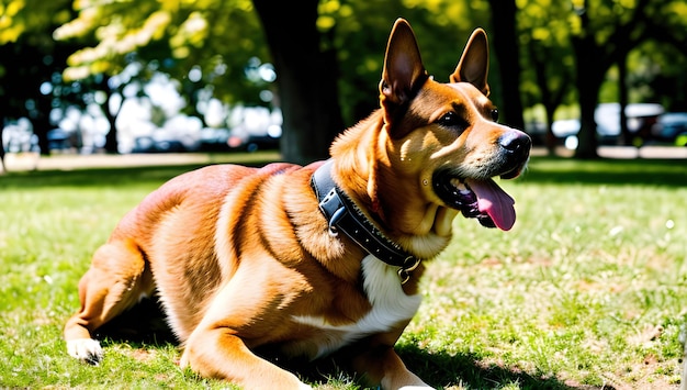 Un cane con un collare che dice "sono un pastore tedesco"