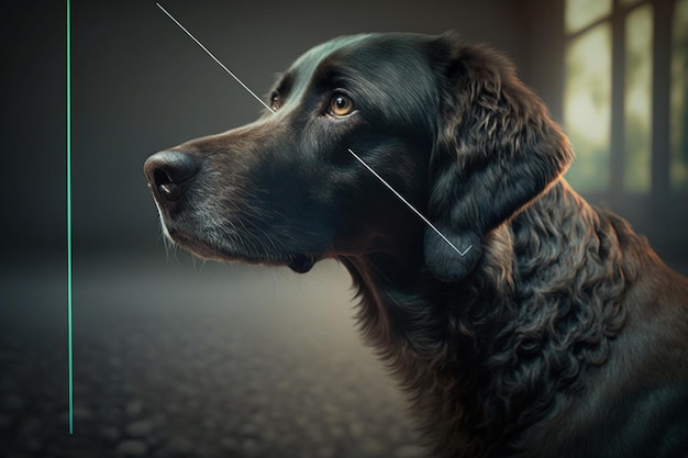 Un cane con un filo in bocca