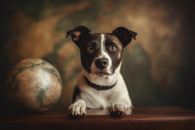 Un cane con un globo sul davanti