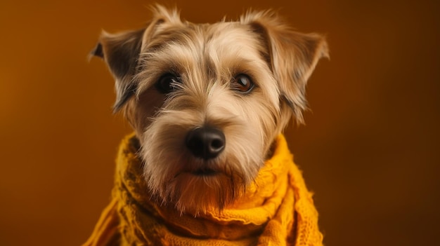 Un cane con una sciarpa in testa