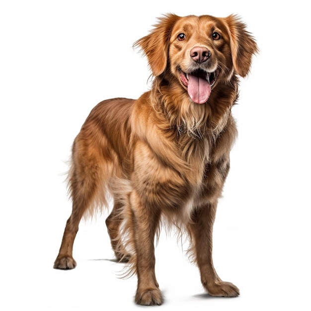 Un cane con uno sfondo bianco e uno sfondo bianco