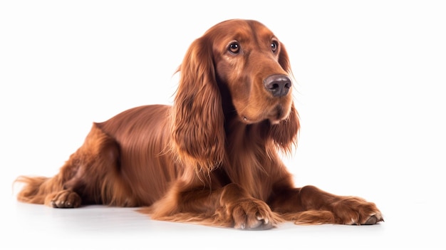 Un cane con uno sfondo bianco