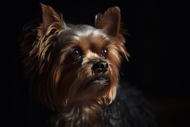 Un cane con uno sfondo nero