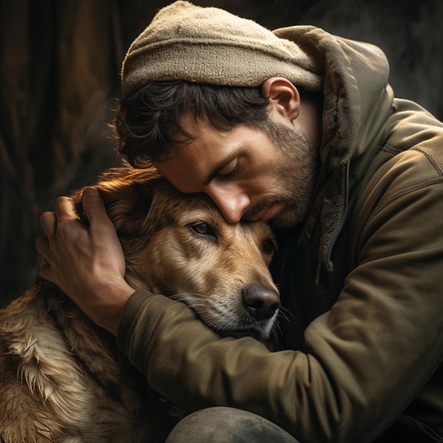 Un cane devoto che fornisce supporto emotivo