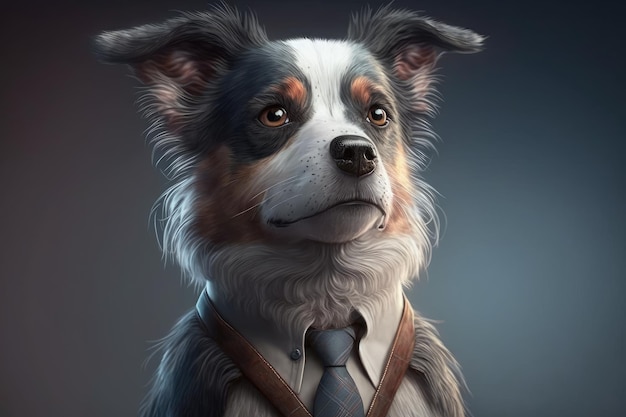 Un cane in giacca e cravatta con cravatta