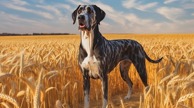 Un cane in un campo di grano