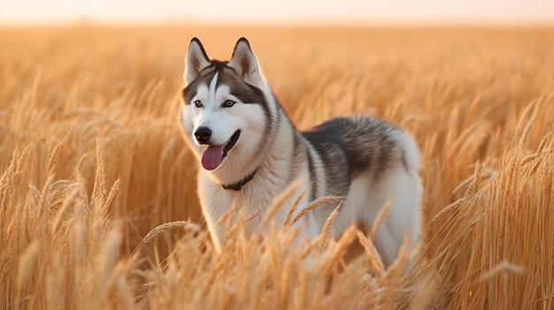 Un cane in un campo di grano