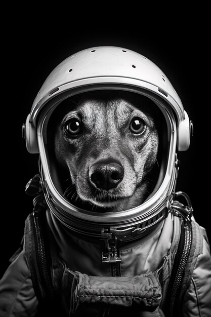 un cane in una tuta spaziale con un casco