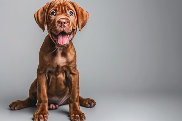 un cane marrone con un grande sorriso sul viso