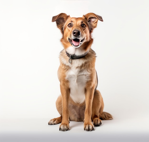 Un cane marrone con una targhetta che dice "sono un cane"