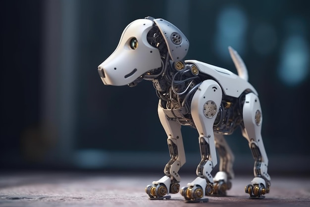 Un cane meccanico androide Tecnologia all'avanguardia La nozione di intelligenza sintetica IA generativa