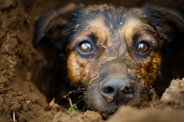Un cane nel fango