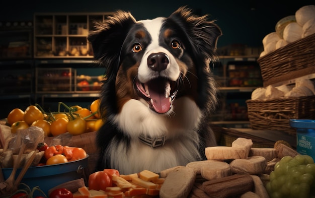 Un cane per una pubblicità di cibo per cani