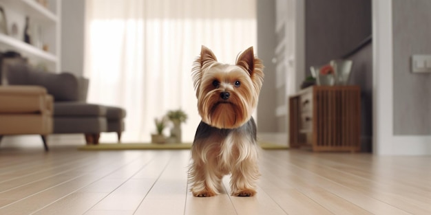 Un cane si trova in un soggiorno