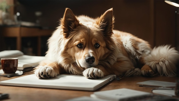 Un cane solo che aspetta qualcosa.