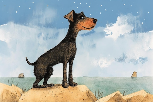 Un cane su una roccia che guarda le stelle