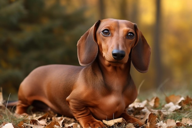 Un cane tra le foglie d'autunno