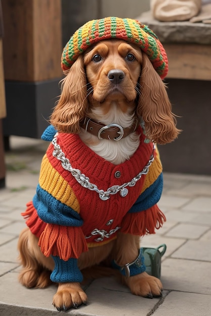 Un cane vestito Foto generata da Ai