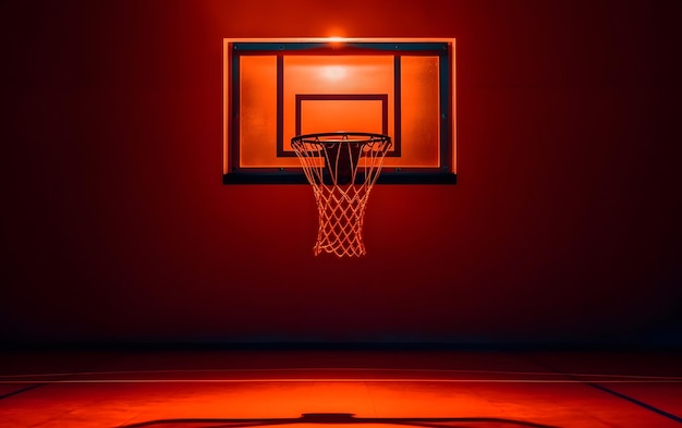 Un canestro da basket con uno sfondo rosso e la parola basket su di esso.