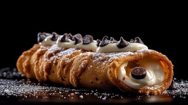 Un cannolo con sfocatura dello sfondo