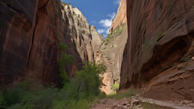 Un canyon con pareti rocciose ripide AI generativa